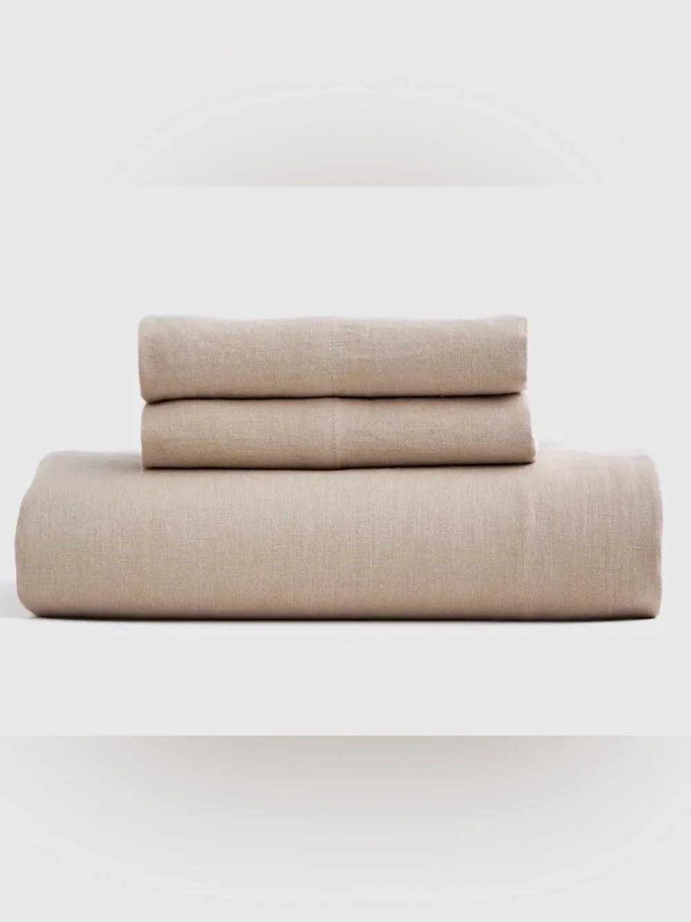 NWT Quince European Linen 3 Piece Fitted Sheet Set, Queen (Toffee)